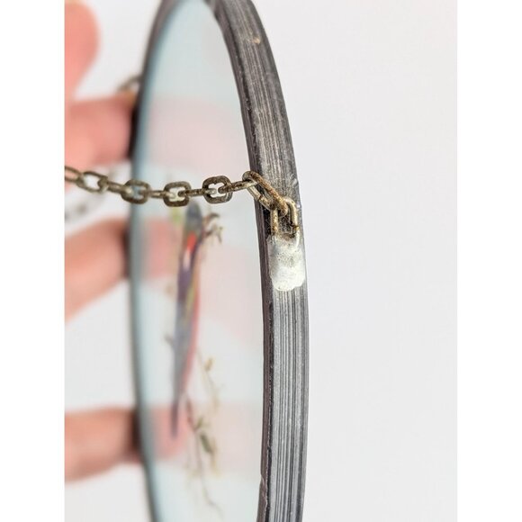 Vintage 1980s Kingfisher Bird Glass Sun Catcher Round Clear Glass Light Catcher - Picture 7 of 8